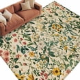thumbnail image 2 of 5'x8' Area Rugs, Green Botanical Indoor Outdoor Area Rug for Living Room Bedroom, Vintage Plant Flowers Garden Leaf Motifs Washable Bathroom Rugs Kitchen Floor Carpet Mats Home Decor Aesthetic, 2 of 8