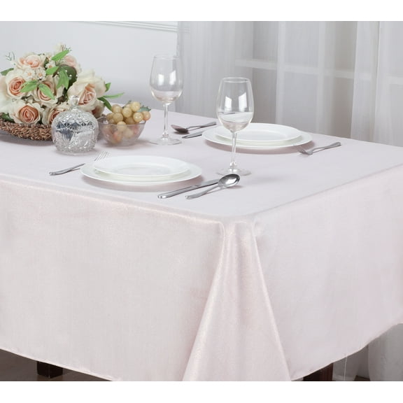 Kashi Home Glitter Fabric Tablecloth with Decorative Glitter Design for Gathering, Buffet Table, Parties, Holiday Dinner, Wedding & More, 70" Round, Rose Gold