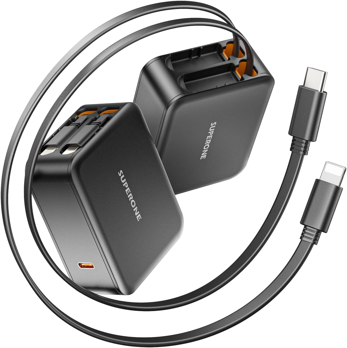 RGHJAR-62W Retractable Wall Charger with Dual Cables, 3-Port USB Charger Block, 35W iPhone Chargers Fast Charging for iPhone 17/16/15/14/13/12/11 Series, Pad, Tablet, LG, Samsung and More