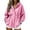 Pink, variant on Ghalytn Women's Fleece Lined Hooded Jacket Waist Cinched Coat Zip and Snap Button Front Long Sleeve Outerwear with Pockets