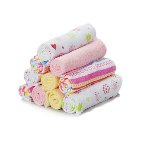 Spasilk 10 Pack Washcloths, Pink Lines