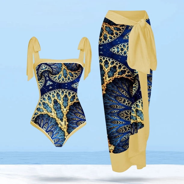 Traje de baño de playa Mujer con cordones y vestido para deportes acuáticos (M) Amarillo 2 piezas Sywqhk Para Estrenar