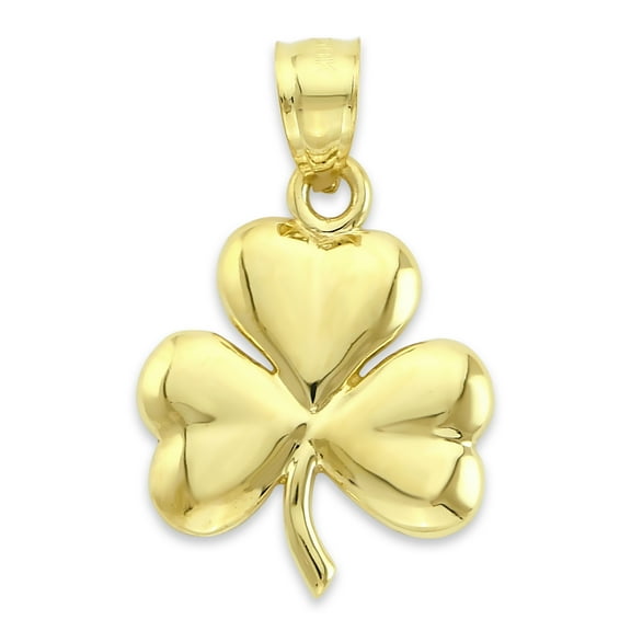 Solid 10k Gold Clover Pendant - Irish Good Luck Jewelry Gifts for Her