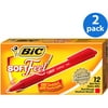 (2 pack) (2 Pack) BIC Soft Feel Retractable Ball Pen, Medium Point (1.0 mm), Red, 12-Count