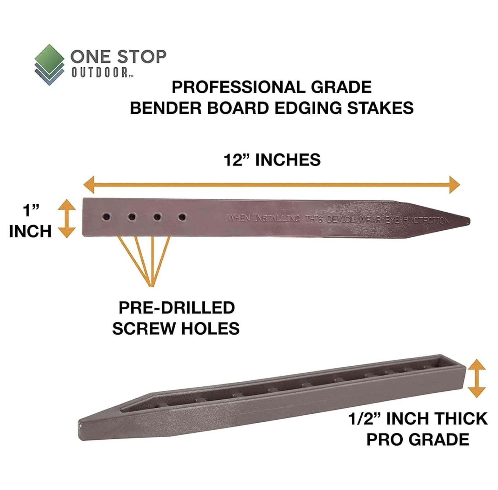(20-Pack) Heavy Duty, Brown Landscape Lawn & Garden Border Edging Stakes - Easy Install Terrace & Bender Board