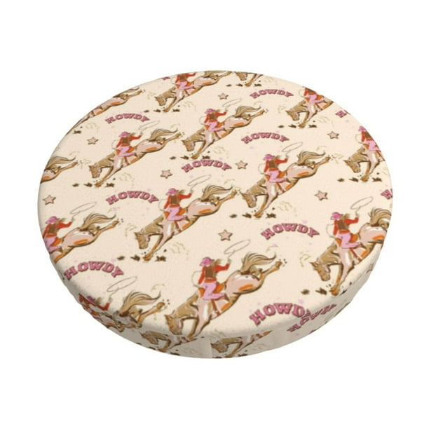 Balery Howdy Cowgirl Fundas de asiento para taburete de bar redondo de tela de terciopelo ajustables que protegen de arañazos y manchas para sillas de 14 a 17 pulgadas.-14 inch