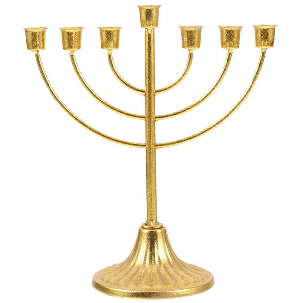 ColoMX Candelabro antiguo de múltiples cabezas, candelabro decorativo de Metal, Menorá de Israel, decoración del hogar