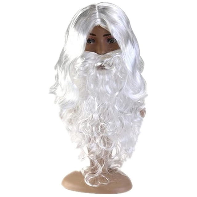 Papá Noel Cabello Papá Noel Barba Blanco Papá Noel Conjunto De Pan Largo Accesorio De Navidad Accesorios De Disfraces De Papá Noel Para Adultos Cateissary AP005912-00