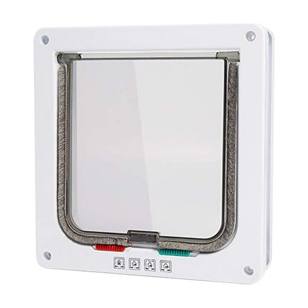 Puerta portátil para gatos y perros, con 4 cierres y cerradura. Blanco