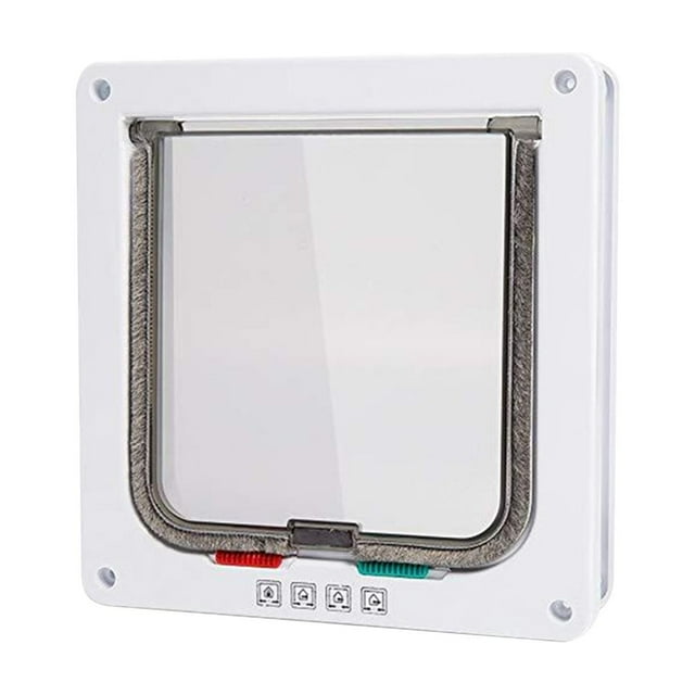 Puerta portátil para gatos y perros, con 4 cierres y cerradura. Blanco