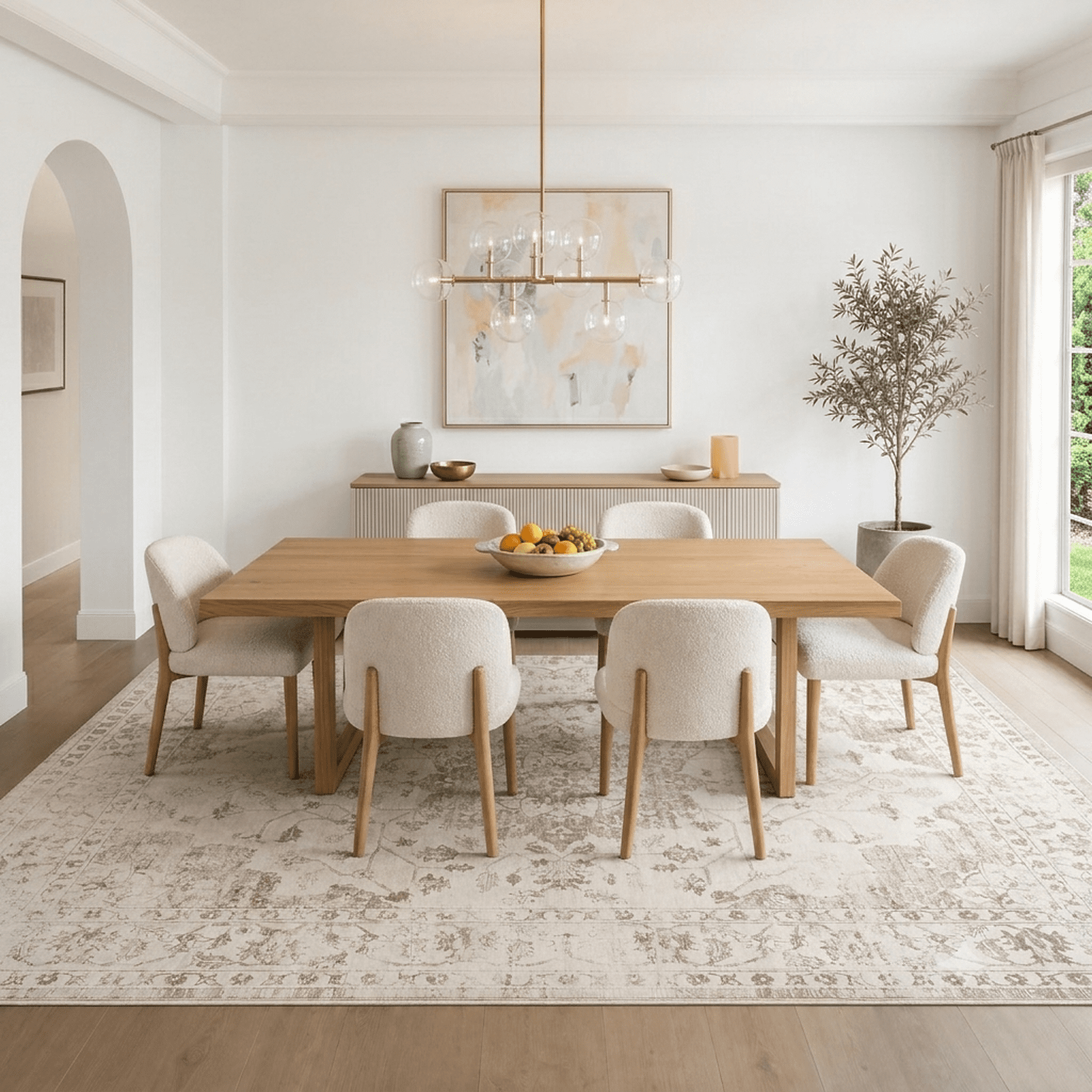 Prilinex 9x12 Area Rug, Washable Rugs for Living Room, Vintage Beige Carpet with Non-Slip & Stain Resistant, Farmhouse Soft Large Rugs for Bedroom Dining Room Kitchen