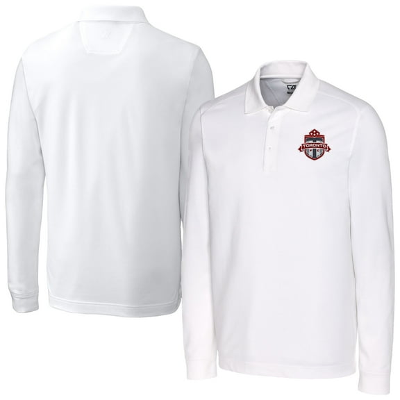 Men's-Cutter & Buck  White Toronto FC Big & Tall Advantage Eco Tri-Blend Pique Long Sleeve Polo