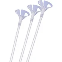 PMU Balloon Sticks 16 Inch Clear with Clear Cups Premium Latex/Mylar Balloon Holder for Air-Filled Balloons 50/50, Pkg/50 – Sets