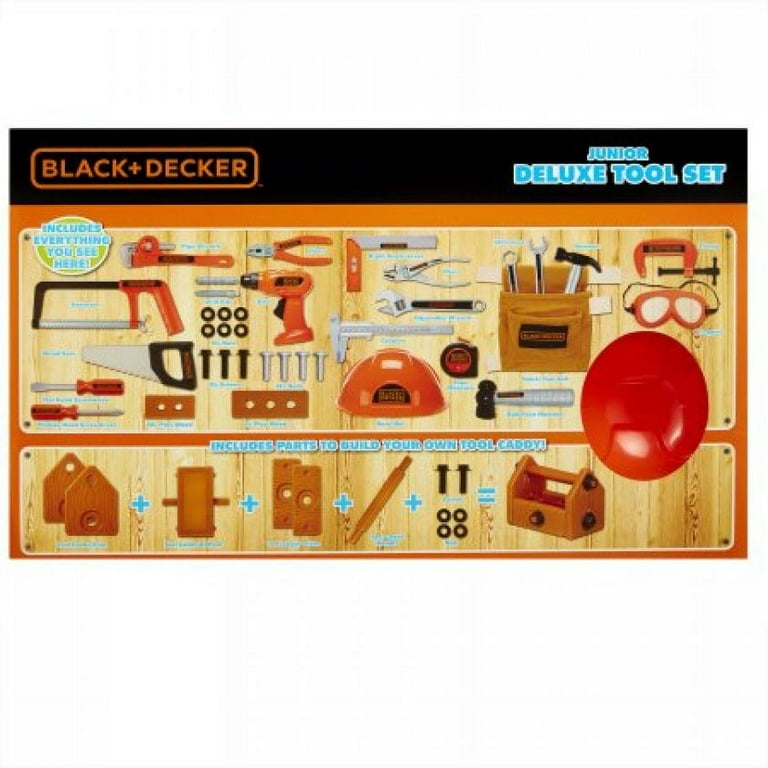 BLACK+DECKER Junior Carpenter Dress Up Set with 12 Tools & Accessories 