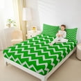thumbnail image 4 of Feelyou Green Stripes Waves Twin Sheet Sets, Teen Kid Abstract Bedding, 3-Piece, 4 of 7