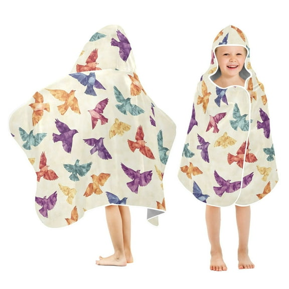 joogoo Bird Artistic Kids Hooded Beach Towel Baby Bath Towel 23.5"x50"