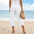 thumbnail image 4 of 2026 Summer Women Casual Wide Leg Capri Pants Elastic High Waist Cotton Linen Lounge Cropped Pants Lightweight Breathable White XL, 4 of 4