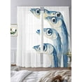 thumbnail image 2 of Blue Fish Sheer Curtains for Living Room Bedroom Coastal Ocean Animal Watercolor White Sheer Curtains 96 Inch Long 2 Panels Set Light Filtering Curtain Window Treatments Drapes for Dining Room, 2 of 6