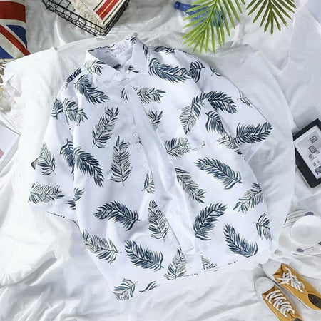Njagoc3 Mens Performance Hawaiian Shirt Moisture Wicking UPF 50+ Sun Protection Button Up Fishing Shirt