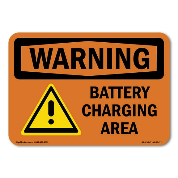 OSHA WARNING Sign - Battery Charging Area | Decal | Protect Your Business, Construction Site, Warehouse & Shop Area | Made in the USA