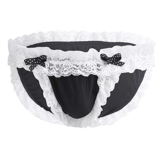 BEFOKA Womens Underwear Men Briefs Briefs Underwear Satin Lace Bow Thong  Panties Panties Underpants Black 3XL 