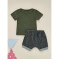 thumbnail image 4 of Genuiskids Summer 2pcs Baby Boys Clothes Sets MAMA Letter Short Sleeve T-Shirts+Elastic Grey Solid Shorts, 4 of 9