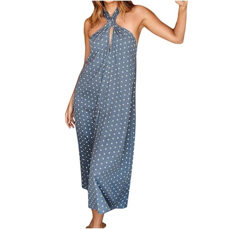 

Fleece Lined Leggings Women Womens Joggers Women Halter Neck Polka Dot Print Jumpsuit Pajamas Leisure Pants Flare Leggings High Waisted Jeans for Women on Sales Blue XL