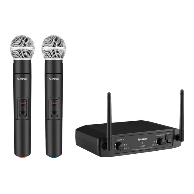 Sistema de 2 micrófonos inalámbricos UHF Steren WR-8000UHF