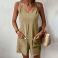 thumbnail image 4 of Vivianyo HD Jumpsuit Shorts for Women Plus Size Round Neck Suspenders Solid Color Summer Sleeveless Backless Casual Backpack Pants Jumpsuit Pants, 4 of 6