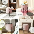 thumbnail image 4 of LammaLoe Small Round Ottoman with Storage, Boucle Ottoman Foot Stool with Lid, Upholstered Vanity Stool for Living Room & Bedroom, Pink, 4 of 9