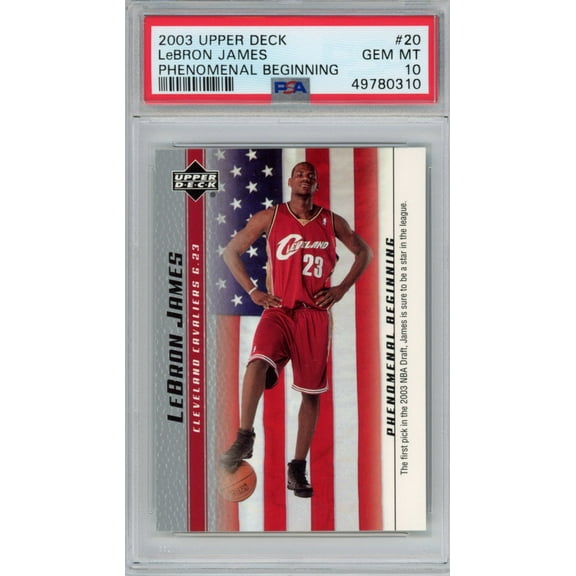 Graded 2003-04 Upper Deck UD LeBron James #20 Phenomenal Beginning Rookie RC Basketball Card PSA 10 Gem Mint