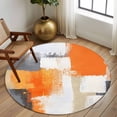 thumbnail image 3 of Burnt Orange Grey Round Area Rug 5 FT, Non Slip Bedroom Rugs, Abstract Geometric Oil Painting Modern Washable Soft Circular Carpet Non-Shedding Floor Mat for Kitchen Dining Room Foyer Balcony Dorm, 3 of 8