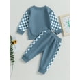 Bravoy Toddler Baby Boys Fall Outfits Checkerboard Patchwork Crew Neck