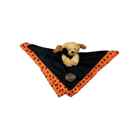 - Harley-Davidson Cuddles 14 in. Plush Blanket Pup, Black & Orange 9950831, Harley Davidson