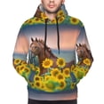 thumbnail image 2 of Bingfone Horse Sunflowers Men's Drawstring Hoodie Long Sleeve Pocket Sweatshirts-X-Large, 2 of 6