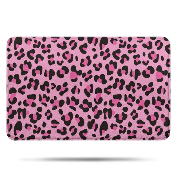 Pink and Black Of Leopard Print Bathroom Rugs Mat,Non Slip Microfiber Bathroom Rug,Rubber Backing,Soft Bathroom Mats for Bathroom Floor,Tub and Shower,17x27in(43x68cm)