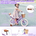 thumbnail image 3 of XJD 14 inch Girls Bike for Kids 4-8 Years Old, Children Bike with Training Wheels, Doll Seat, Streamers and Basket, Toddler Girls Bike, Purple, 3 of 9