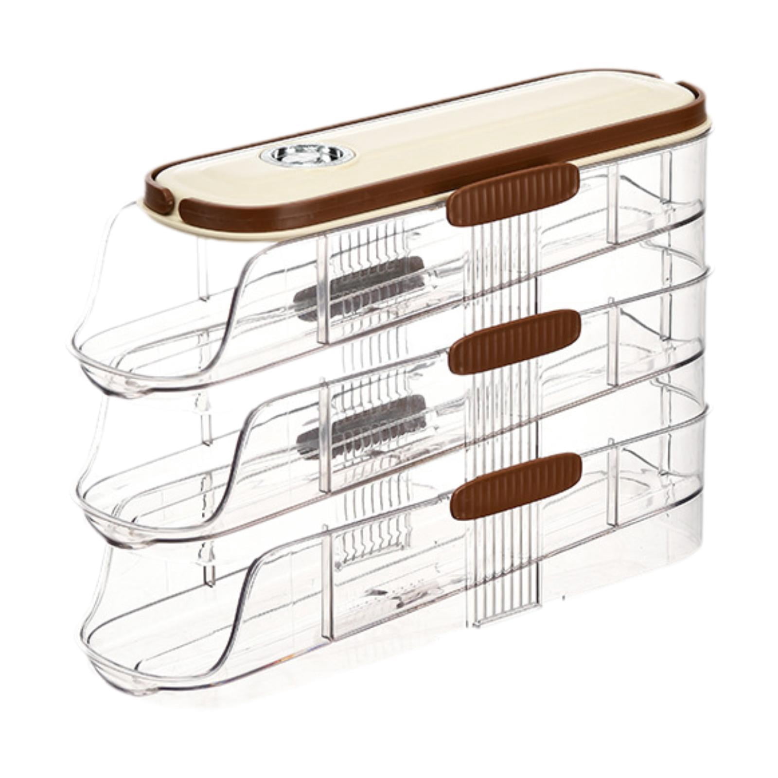 Fiocias Egg Holder for Fridge Rolling Eggs Dispenser Large Capacity Egg Rack Storage Box 3 Tier