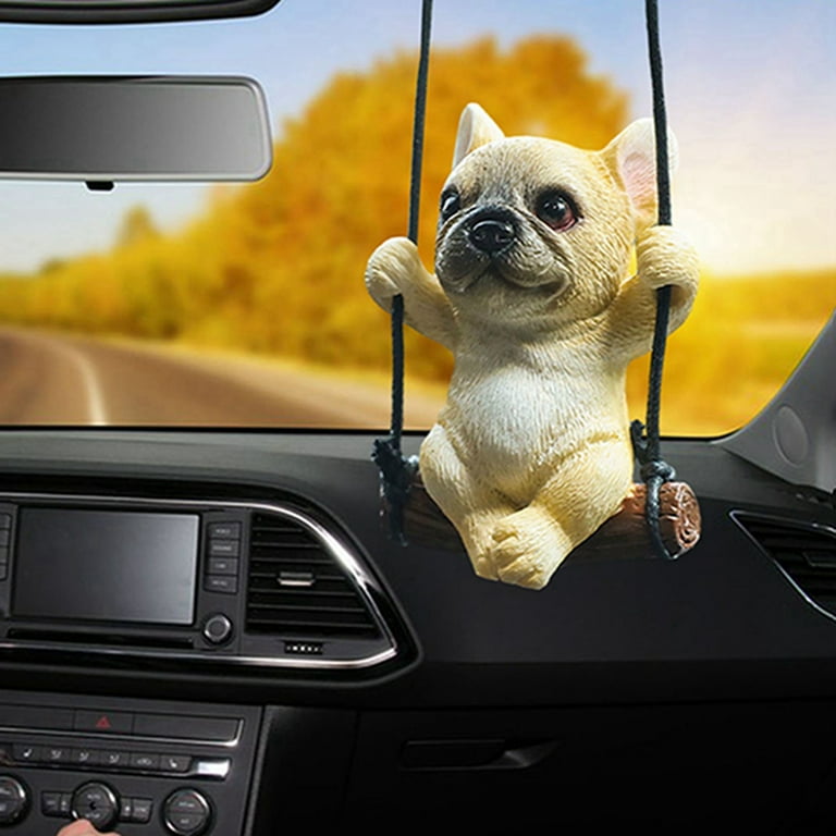 Bulldog Car Pendant Interior, Resin Animal Figurines Car Mirror Hanging  Accessories for Car Rear View Mirror Decoration