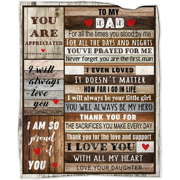 SPXUBZ Dad Gifts, Birthday Gifts for Dad Blanket 50x60 inch from Daughter Blanket Christmas Soft Cozy Flannel Throw Blanket Happy Birthday Dad