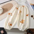 thumbnail image 2 of KPOPLK Toddler Baby Girl Summer Pants Long Bloomers Girls Lightweight Cotton Wide Leg Barrel Harem Pants Elastic Waist Trouser with Pocket Orange Size 6-12 Months, 2 of 4
