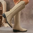 thumbnail image 2 of Gyexs Slouchy Boots for Women Knee High Mid Calf Boots Fashion Block Heel Warm Winter Cold Weather Boots Z01 Beige Size 8.5, 2 of 9