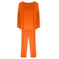 thumbnail image 2 of Clothing Cqxid525 Thermal Underwear for Women Long Warm Underwear Women Winter Long Sleeve Chest Pad Spring and Autumn Solid Color Base Set Large Size Pajamas Two Piece Set Orange 1PC, 2 of 4
