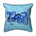 thumbnail image 1 of Betsy Drake HJ534 18 x 18 Po Pieuvre Script Bleu Grand Oreiller Intérieur et Extérieur, 1 of 1