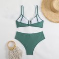 thumbnail image 5 of QUNYINEY Swimsuit for Women Green Bikini Pleated Bathing Suit High Waisted Swimsuit Sets, 5 of 5