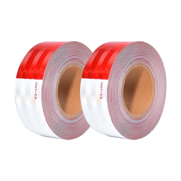 Reflective Tape DOT C2 Compliant, Waterproof Safety Warning Tape, Red/White, 2” x 196ft Total, 2 Rolls