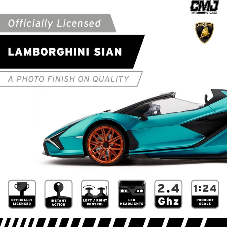 CMJ RC Cars: Lamborghini Sián FKP 37 - Blue - 1:24 Scale, Remote