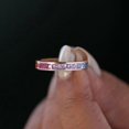 thumbnail image 5 of Rainbow Sapphire Eternity Ring, Princess Cut Channel Set Engagement Band Ring, 18k Gold Filled Ring, Cocktail Ring, Multi Color Stackable Ring., 5 of 5