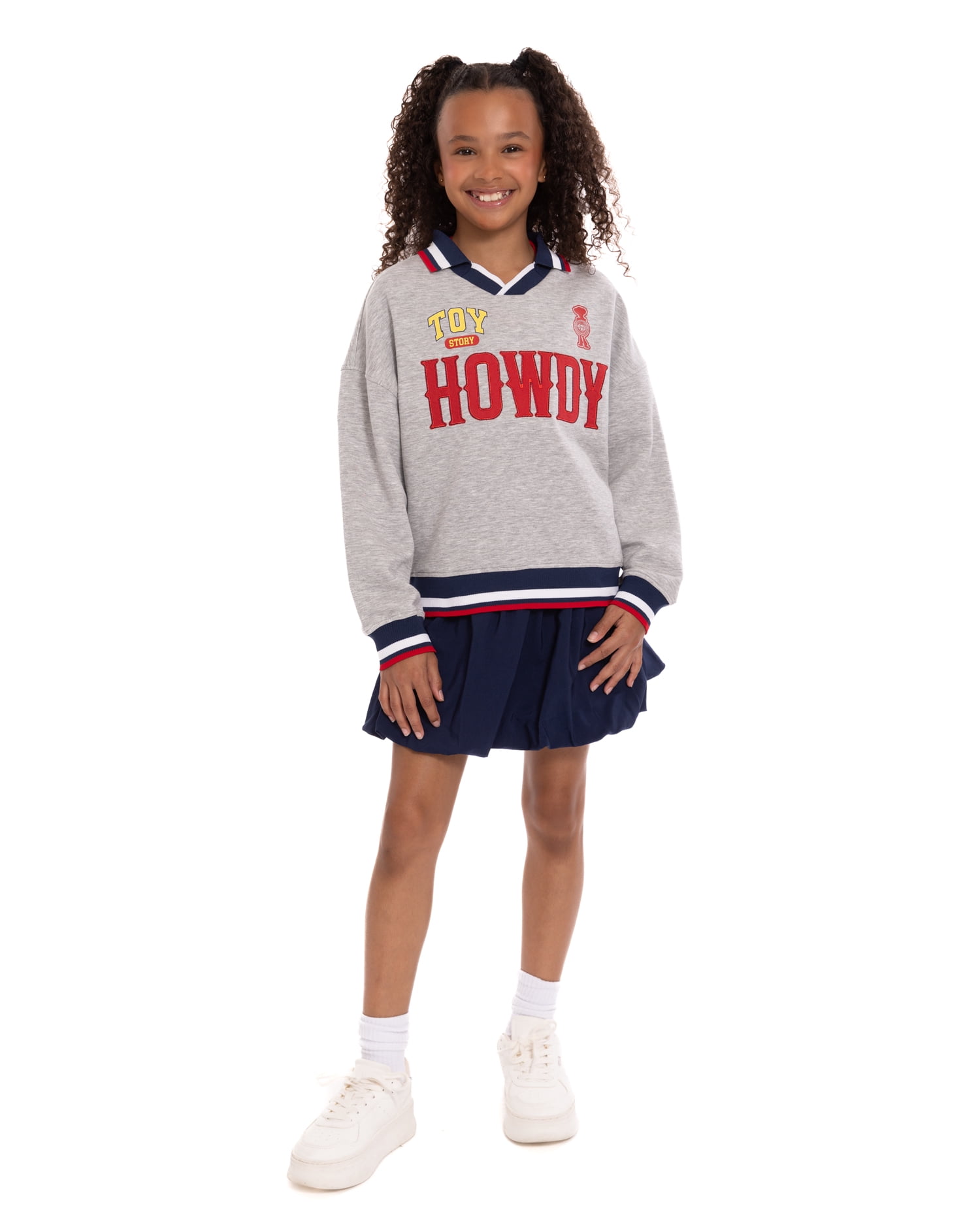 Toy Story Girls' Collared Graphic Sweatshirt with Long Sleeves, Sizes 4-12