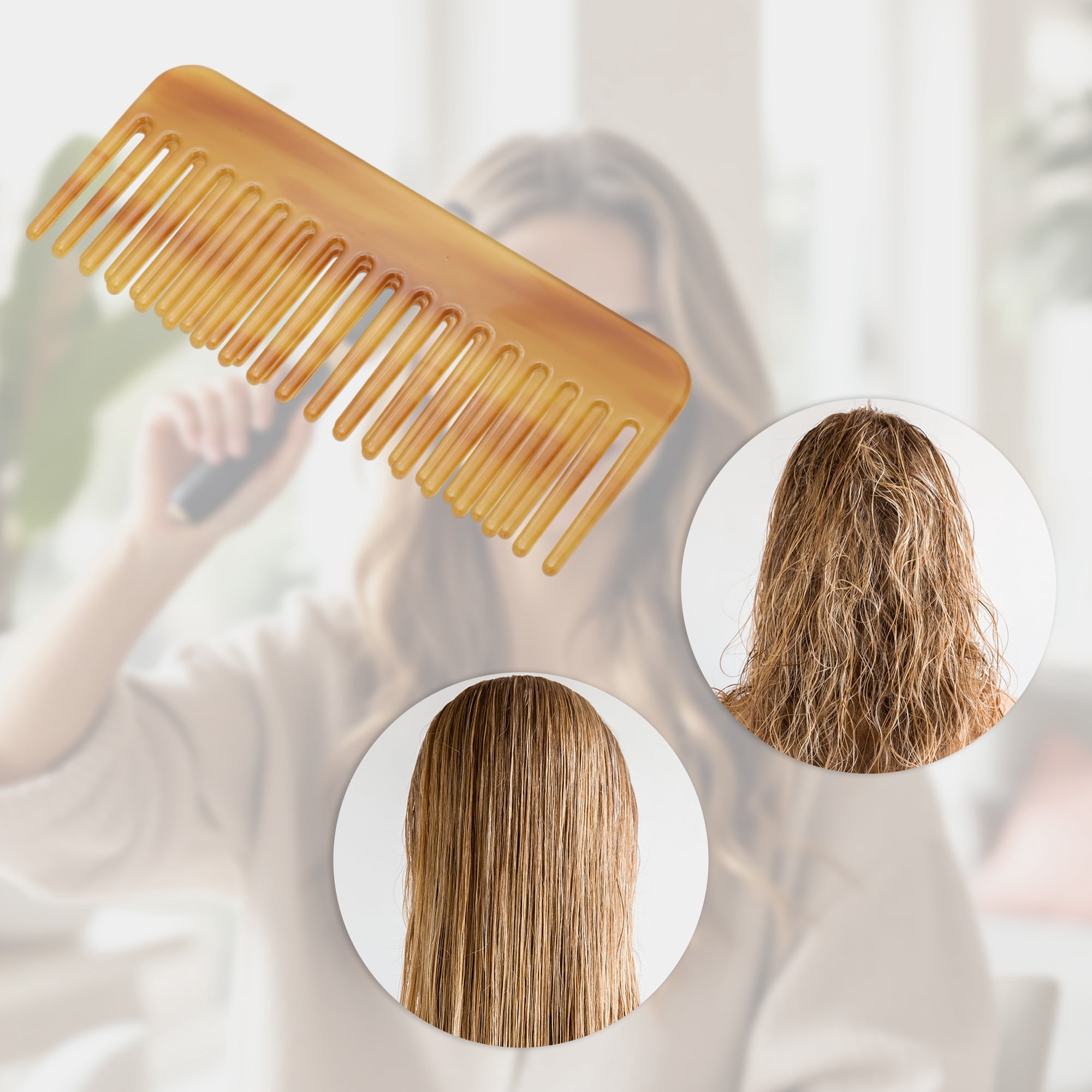 Unique Bargains 1 Pc Nineteen Tooth Rectangular Hair Comb for All Hair Types Coffee Color